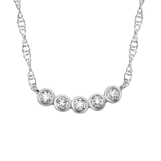 David Connolly | Modern Curved Five Stone Bezel Diamond Layering Necklace