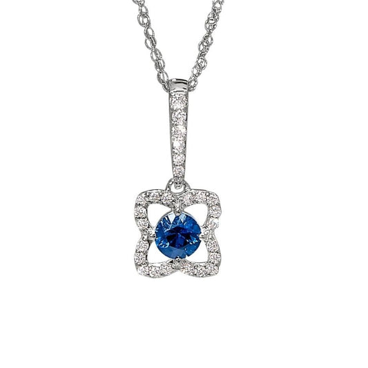 David Connolly | Stylized Round Sapphire and Diamond Flower Pendant