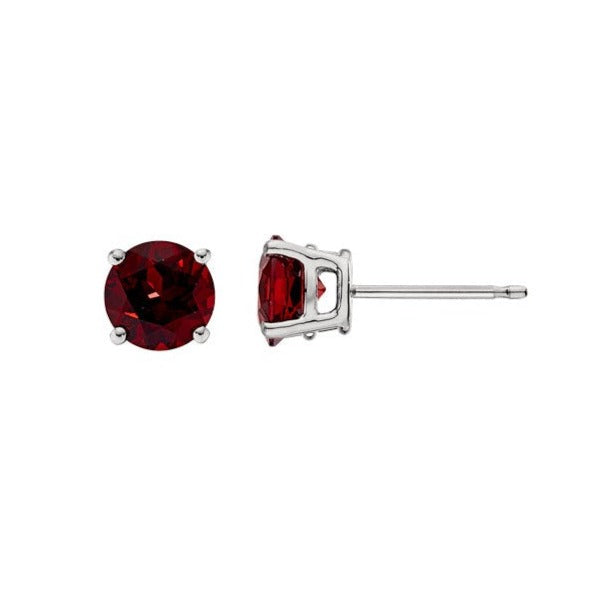 Classic Birthstone Stud Earrings with Garnet Gemstone