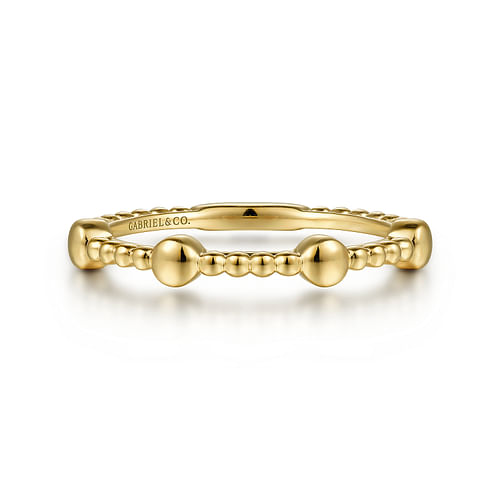 14K Yellow Gold Bujukan Ball Station Stackable Ring