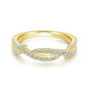 Gabriel & Co | 14K Yellow Gold Abstract Twisted Diamond Eternity Ring