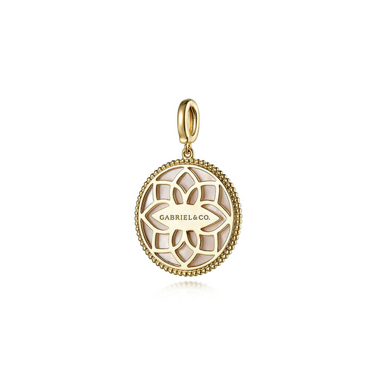 14K Yellow Gold Diamond and Blue Sapphire Compass Pendant