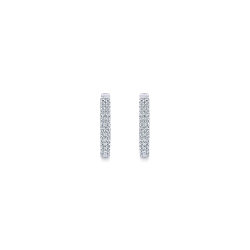 14K White Gold 10mm Diamond Classic Huggies