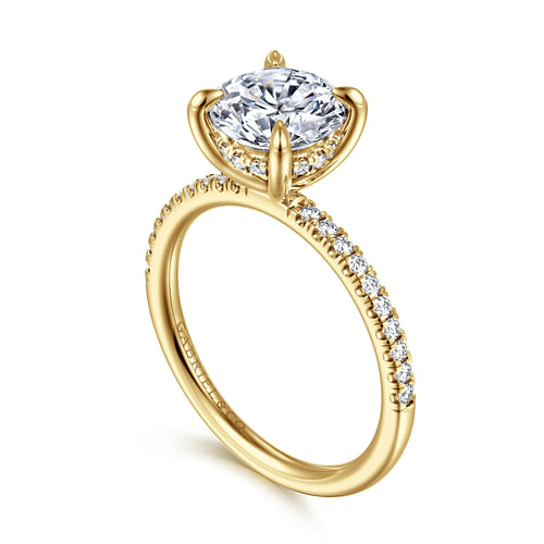 14K Yellow Gold Round Diamond Engagement Ring