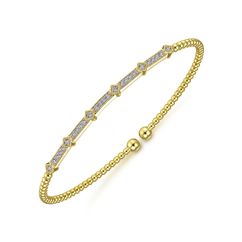 14K Yellow Gold Bujukan Cuff Bracelet with Diamonds