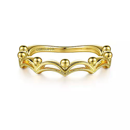 Gabriel & Co | 14K Yellow Gold Crown Bujukan Stackable Ring