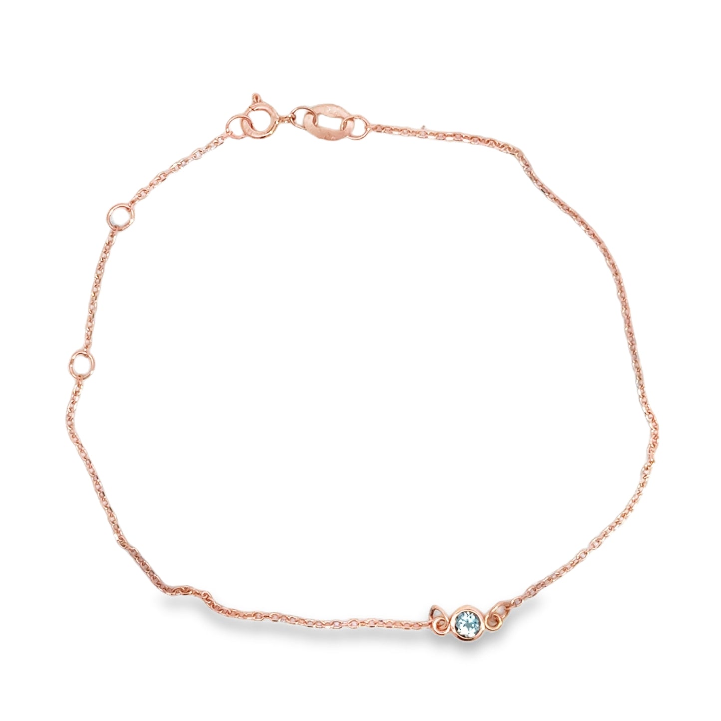 14K Rose Gold and Aquamarine Bracelet