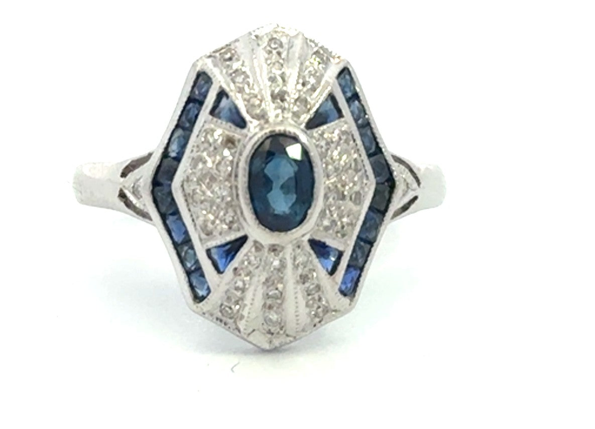 Kirkland Jewelry Estate - 14K White Gold Sapphire and Diamond Ring