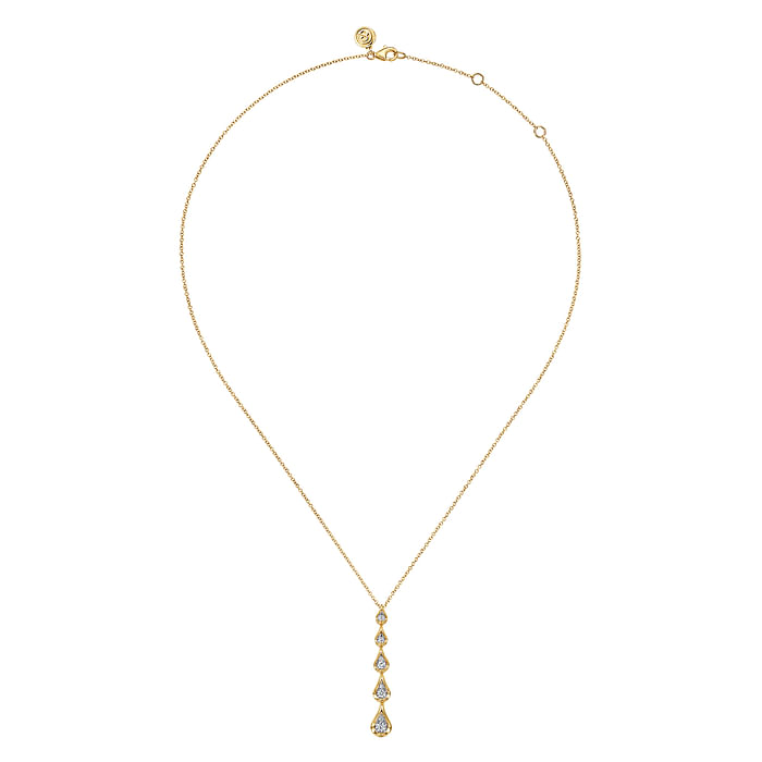 14K White and Yellow Gold Diamond Stackable Drop Necklace