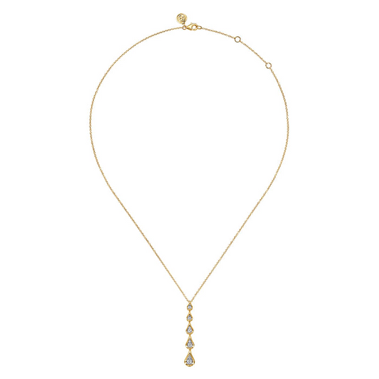 14K White and Yellow Gold Diamond Stackable Drop Necklace