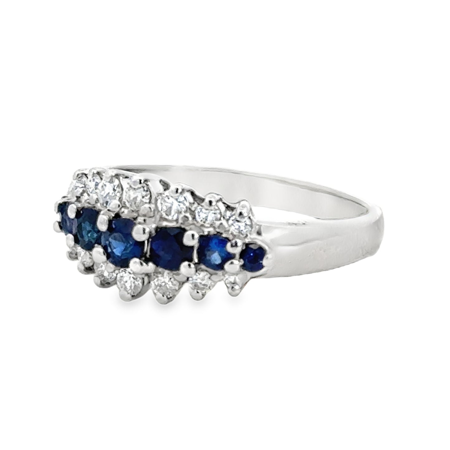 14K White Gold Diamond and Sapphire Ring