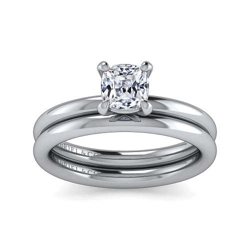 Lark - 14K White Gold Cushion Cut Solitaire Engagement Ring