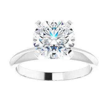 14K White Gold Brilliant Round Solitaire Engagement Ring - 2ct