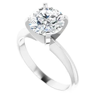 14K White Gold Brilliant Round Solitaire Engagement Ring - 2ct