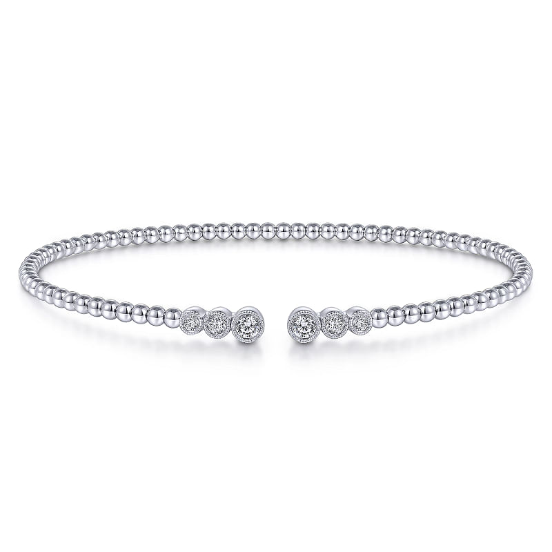 14K White Gold Bujukan Diamonds Split Bangle