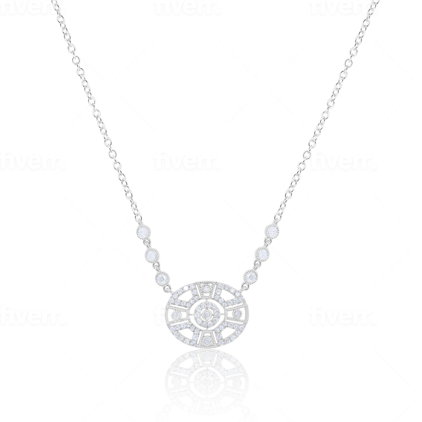 Meira T Designs | Oval 14K White Gold Diamond Necklace