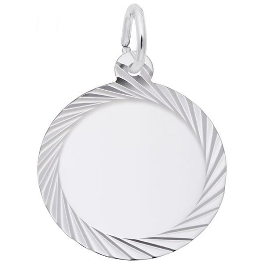Rembrandt Charms | Small Sterling Silver Diamond Faceted Disc Charm