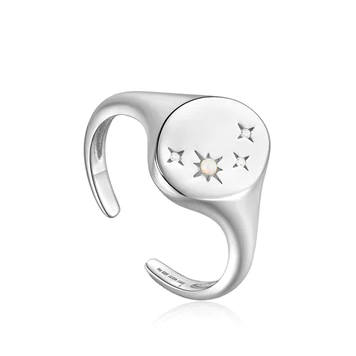 Ania Haie | Silver Starry Kyoto Opal Adjustable Signet Ring