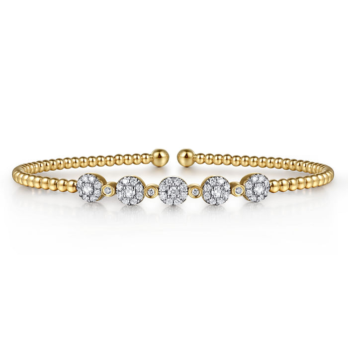 14K Yellow Gold Bujukan Diamond Split Bangle