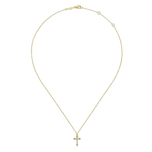 14K Yellow Gold Bujukan Twisted Rope Cross Pendant Necklace
