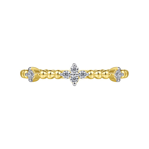 14K Yellow Gold Diamond Station Bujukan Stackable Ring