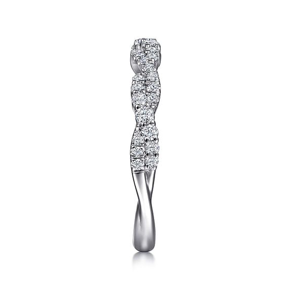 14K White Gold Twisted Diamond Stackable Ring