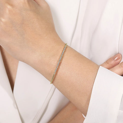 14K Yellow Gold Bujukan Cuff Bracelet with Diamonds