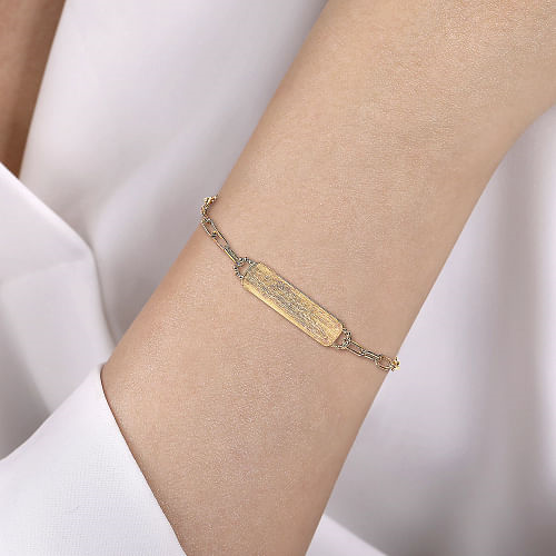 14K Yellow Gold ID Hollow Chain Bracelet