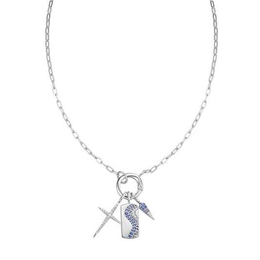 Silver Link Charm Chain Necklace
