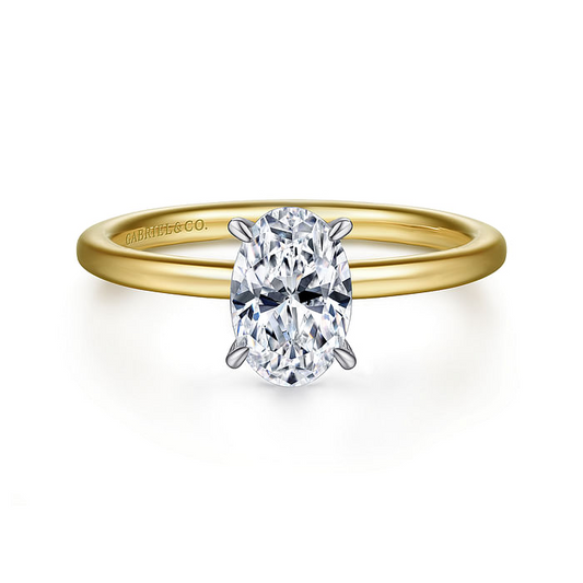 Cari - 14K White-Yellow Gold Hidden Halo Oval Diamond Engagement Ring