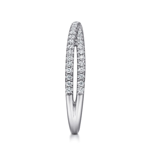14K White Gold Criss Cross Diamond Stackable Ring