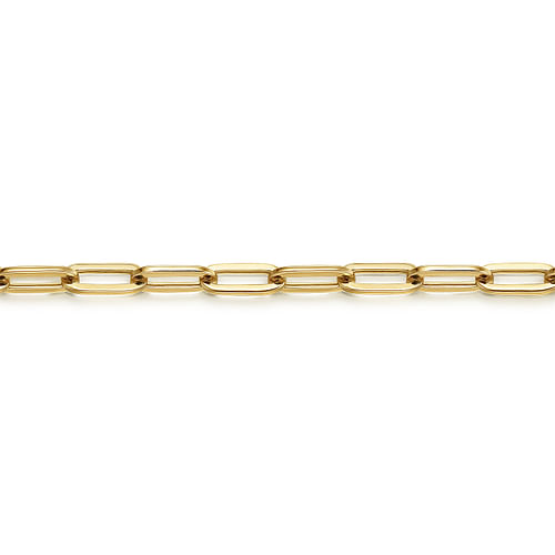 14K Yellow Gold Hollow Paperclip Chain Bracelet