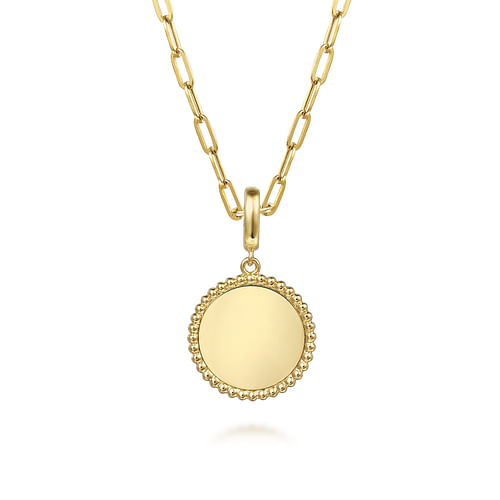 14K Yellow Gold Bujukan Round Personalized Medallion Pendant