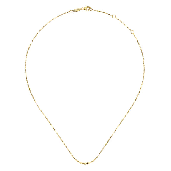 Gabriel & Co | 14K Yellow Gold Graduating Bujukan Beads Curved Bar Necklace