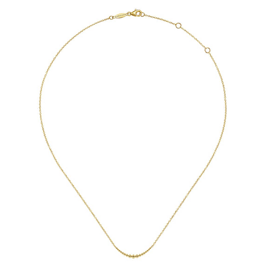 Gabriel & Co | 14K Yellow Gold Graduating Bujukan Beads Curved Bar Necklace