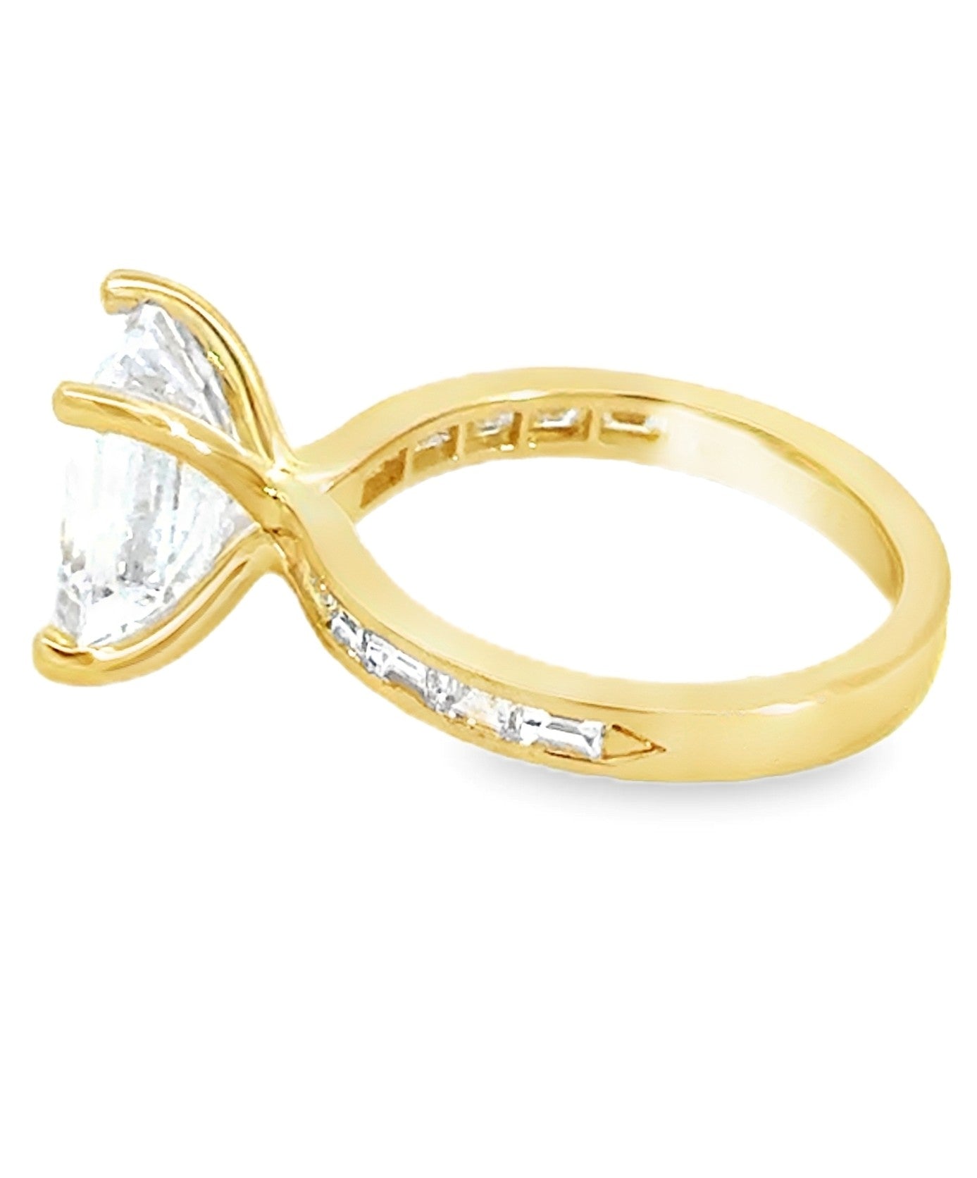 14K Emerald Cut Multi Stone Diamond Engagement Ring