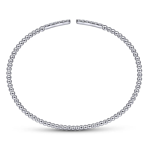 14K White Gold Bujukan Diamond Bars Bangle