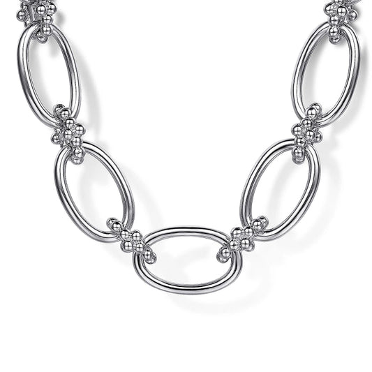 Gabriel & Co | 925 Sterling Silver Oval Link Chain Necklace with Bujukan Connectors