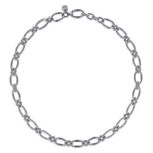 Gabriel & Co | 925 Sterling Silver Oval Link Chain Necklace with Bujukan Connectors