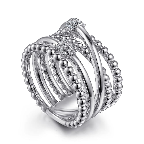 Gabriel & Co | 925 Sterling Silver White Sapphire Criss Cross Ring