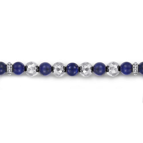 925 Sterling Silver and Lapis Beaded Bracelet