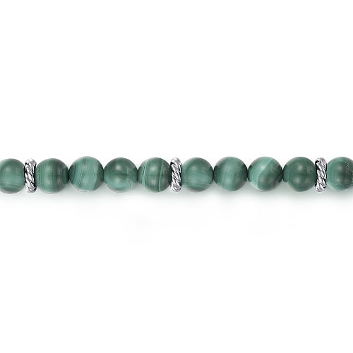 925 Sterling Silver and Malachite Beaded Bracelet