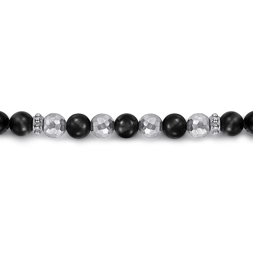 925 Sterling Silver and Onyx Beaded Bracelet