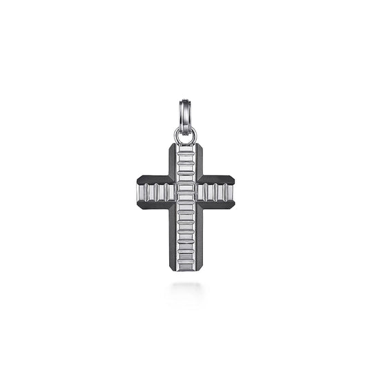 925 Sterling and Titanium Cross Men's Pendant