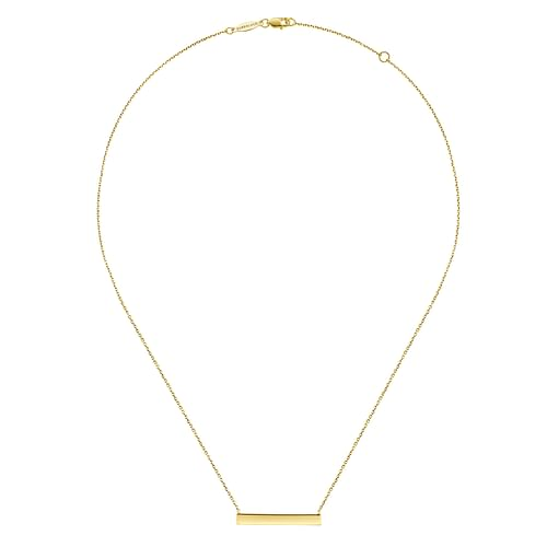 14K Yellow Gold Smooth Bar ID Necklace