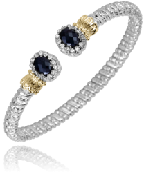 14K Yellow Gold and Sterling Silver Diamond Bangle Bracelet