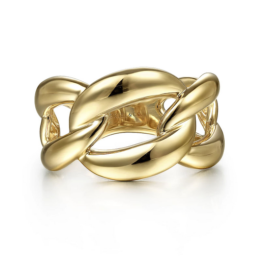 Gabriel & Co | 14K Yellow Gold Link Chain Wide Band Ring