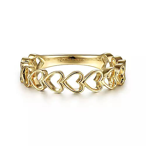 14K Yellow Gold Sideways Heart Stackable Ring
