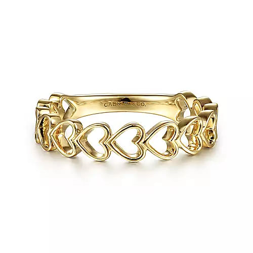 Gabriel & Co | 14K Yellow Gold Sideways Heart Stackable Ring