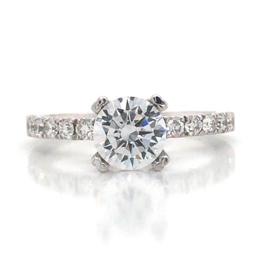 14K White Gold Accented Diamond Engagement Ring